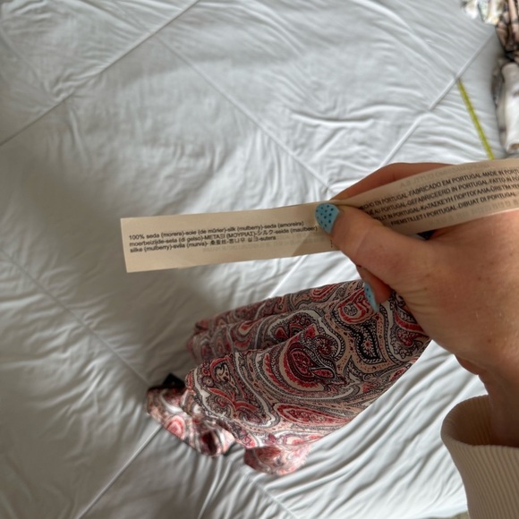 Massimo Dutti Red Pink and Black Paisley Midi Dress Tank V Neckline - Picture 7 of 8